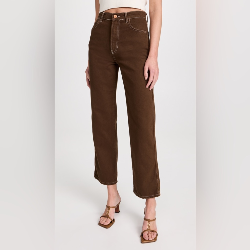 Reformation Brown Straight-Leg Jeans